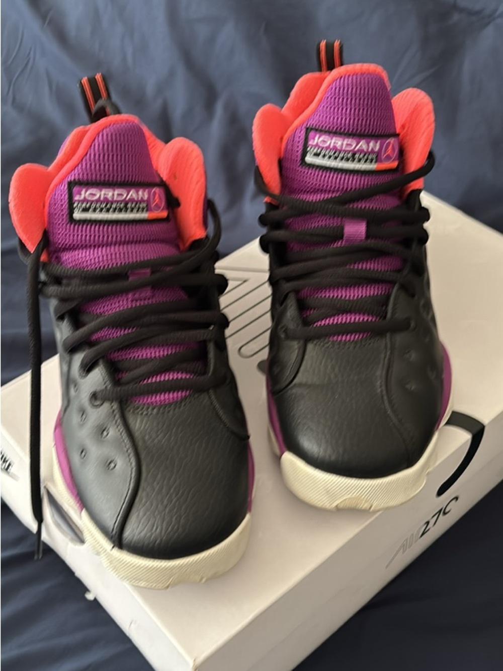 Jordan Kids' Black, Purple & Pink Basketball Sneakers